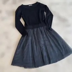 Private Grace 黒のひざ丈ワンピース 長袖