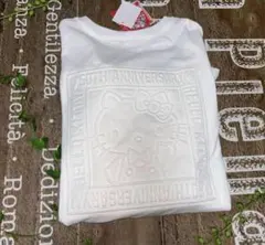 ハローキティエンボス加工ロンT 長袖Tシャツ キティちゃんTシャツ　ホワイト②