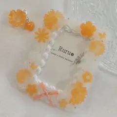 ホイップデコ　硬質ケース　トレカケース　B8　オレンジ　推し活　お花　チャーム