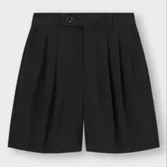 タックハーフパンツ　ブラック