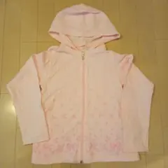 メゾピアノ　リボン刺繍パーカー　ピンク　140