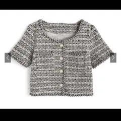 新品未使用　パールボタンツイードショート丈ジャケット[ks111]