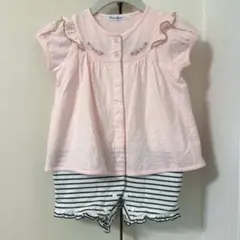 【未使用】familiarファミリア　ピンクフリルロンパース　ファミちゃん70