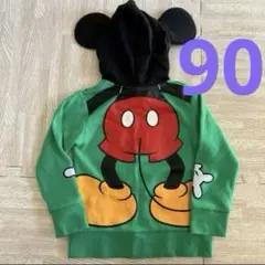 ミッキー耳付きフードトレーナー 90