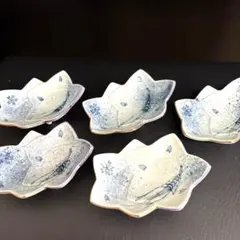 伊万里焼　鍋島瀬兵窯　桜と海老の絵柄 小皿 5枚セットのサムネイル