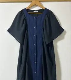 otonato ⭐️ ロングシャツワンピース　半袖　黒のサムネイル