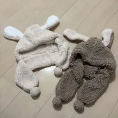 うさぎ　耳付き帽子