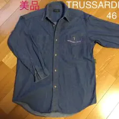 TRUSSARDI トラサルディ 90s ヴィンテージ デニム シャツ 刺繍ロゴ