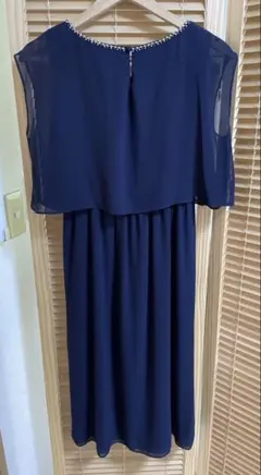 パーティードレス レディース ネイビー ロングドレス ビジュー装飾