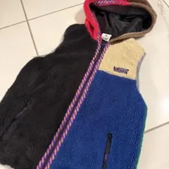 X-girl エックスガール ボアベスト フード付き マルチカラー フリース