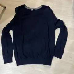 UNIQLO ネイビー カシミヤ 混長袖セーター M