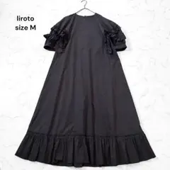 liroto フリル ロングワンピース パフスリーブ 黒