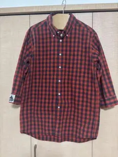 エクストララージ XLARGE 赤黒チェック 七分袖シャツ XL