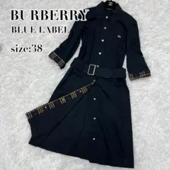 バーバリーブルーレーベル シャツ ワンピース ノバチェック ホース刺繍 M