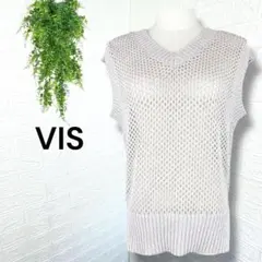 5123【vis】美品 前後2WAY ラメメッシュニットベスト ノースリーブのサムネイル