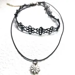 ネックレス　レディース　小花　モチーフ　　　2連ネックレス