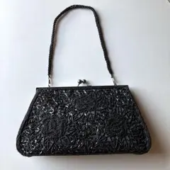 黒ビーズバッグハンドバッグ