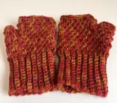 手編み ハンドウォーマー 指なし ナチュラル 秋冬