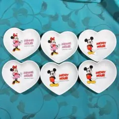 【6枚セット】ディズニー ミッキー&ミニー ハート型小皿 デザート皿 ビンテージ