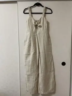 ZARAリボン付きサロペット／ベージュ