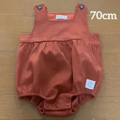 【70cm】コーデュロイロンパース オーバーオール オレンジ