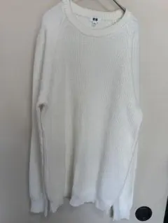 ユニクロ ニット XL ホワイト クルーネック ゆったり