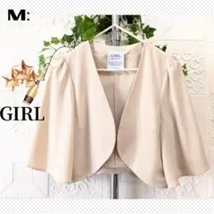 M：極美品★パーティー ボレロ ジャケット／GIRL★七分袖・ベージュ