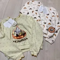 サンマルクカフェ　裏毛長袖トレーナー　2枚セット　おしゃれ　刺繍ロゴワッペン