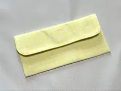 ハンドメイド　マルチケース　黄色　チェック柄