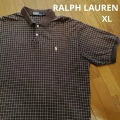 POLO ラルフローレン ポロシャツ ブラウン　ブロックチェック　XL