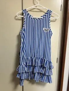 ストライプ フリル ノースリーブワンピース 150cm