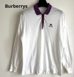 Burberrys 長袖ポロシャツ ホワイト/パープルゴルフレディースM