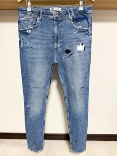 伸縮性強め 柔らかめ 春夏 ペイント ZARA MAN デニム スキニー パンツ