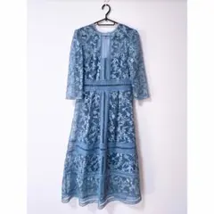 極美品　フレイアイディ ロングワンピース 総レース リボン　花柄刺繍 結婚式