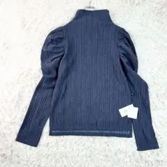 新品✨LANVIN on Bleu プリーツカットソー 38 パフスリーブ 青のサムネイル