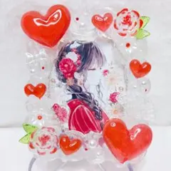 高透明♡ホイップデコ 硬質ケース トレカケース 赤 ハート 透明感 推し活