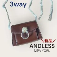 新品✨レザーバッグ　ショルダーチェーンバッグ ブラウン　革　ミニショルダー