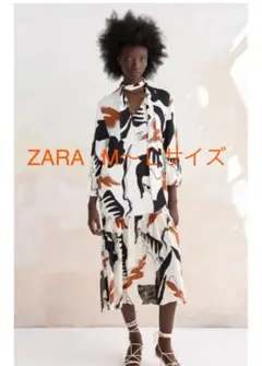 ZARA プリントミディワンピース
