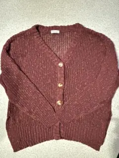 earth music&ecology バーガンディ 長袖カーディガン