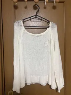 ヘザー　オフショルダー ニット ホワイト