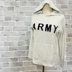 ARMY パーカー グレー スウェット ロゴ プルオーバー 古着 C408