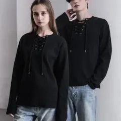 CLEL ファンクショナリー サーマルレースアップTシャツ(ロンT) 杢 