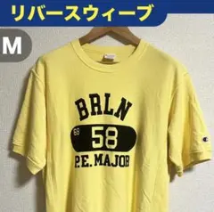 チャンピオン リバースウィーブ 半袖スウェット M カレッジプリント 黄色