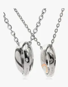 ペアネックレス 記念日 プレゼント ブラック×ピンクゴールド ２点セット