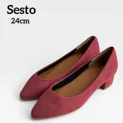 Sesto セスト パンプス 24cm ボルドー スエード調 ローヒールのサムネイル