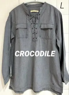 CROCODILE レースアップ 長袖 シャツブラウス クロコダイル Lのサムネイル