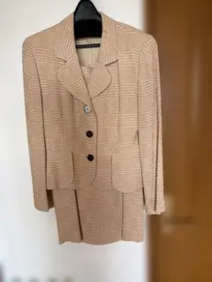 新品 non mose ベージュ チェック柄 スーツ セット 日本製