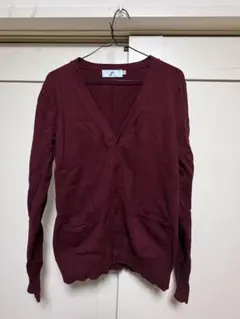 赤色 Vネック カーディガン 制服用