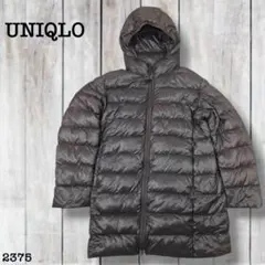 UNIQLO フード付き ダウンジャケット Mサイズ ブラウン 2375のサムネイル