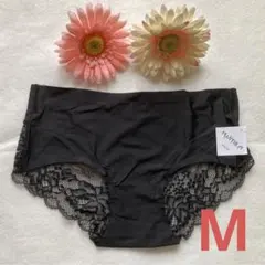 即購入OK☆シームレスバックレースショーツ☆黒☆M